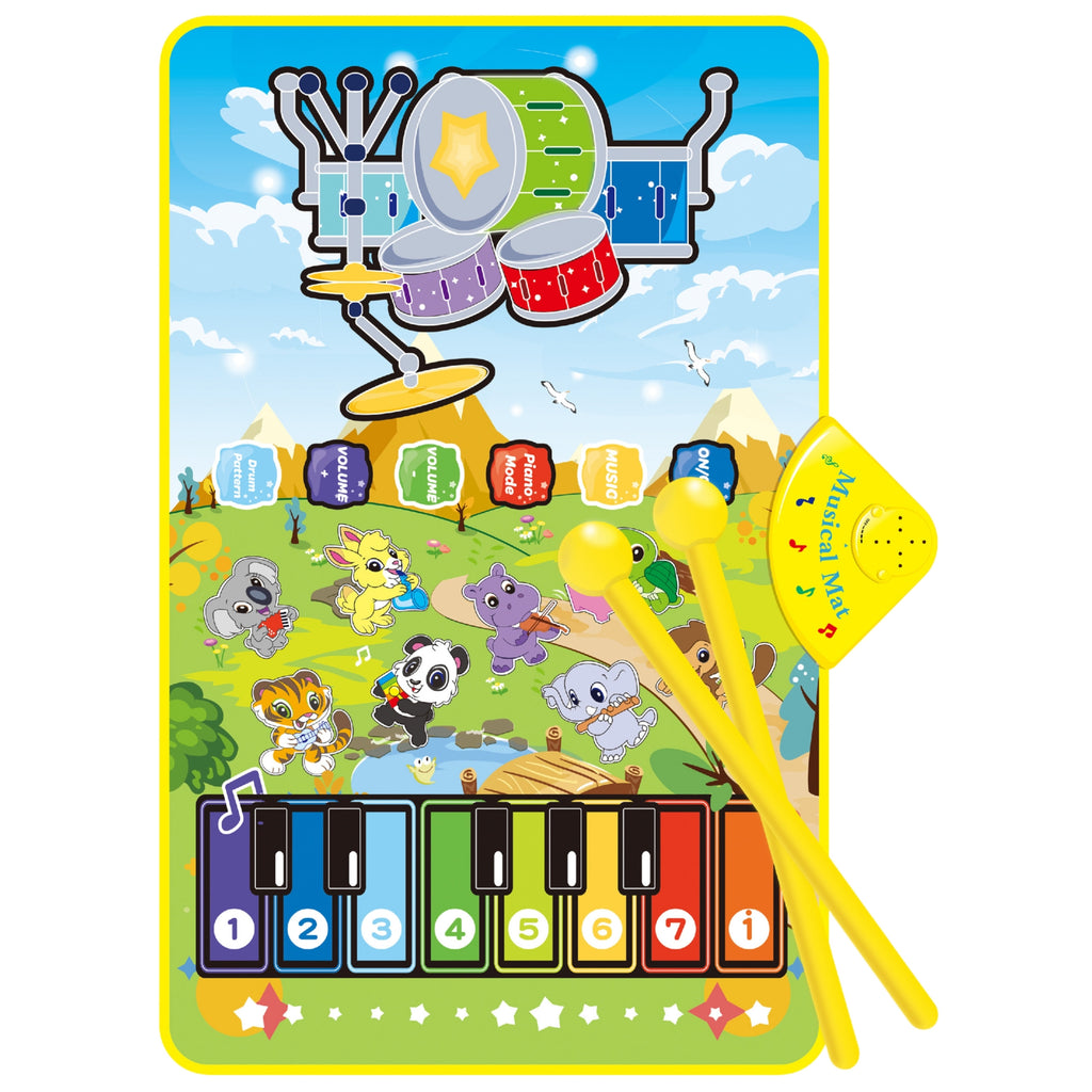WOOPIE Muzikinis Kilimėlis Gyvūnai 2 in 1 Pianinas ir Būgnai