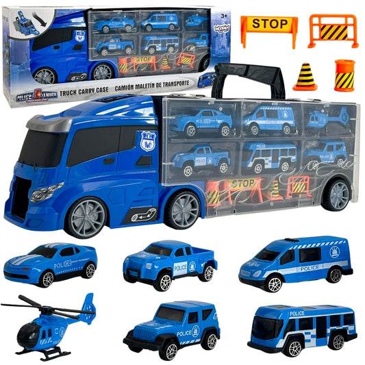 WOOPIE 3in1 sunkvežimis transporteris: Policijos rinkinys (Mėlynas) – pagrindinis vaizdas