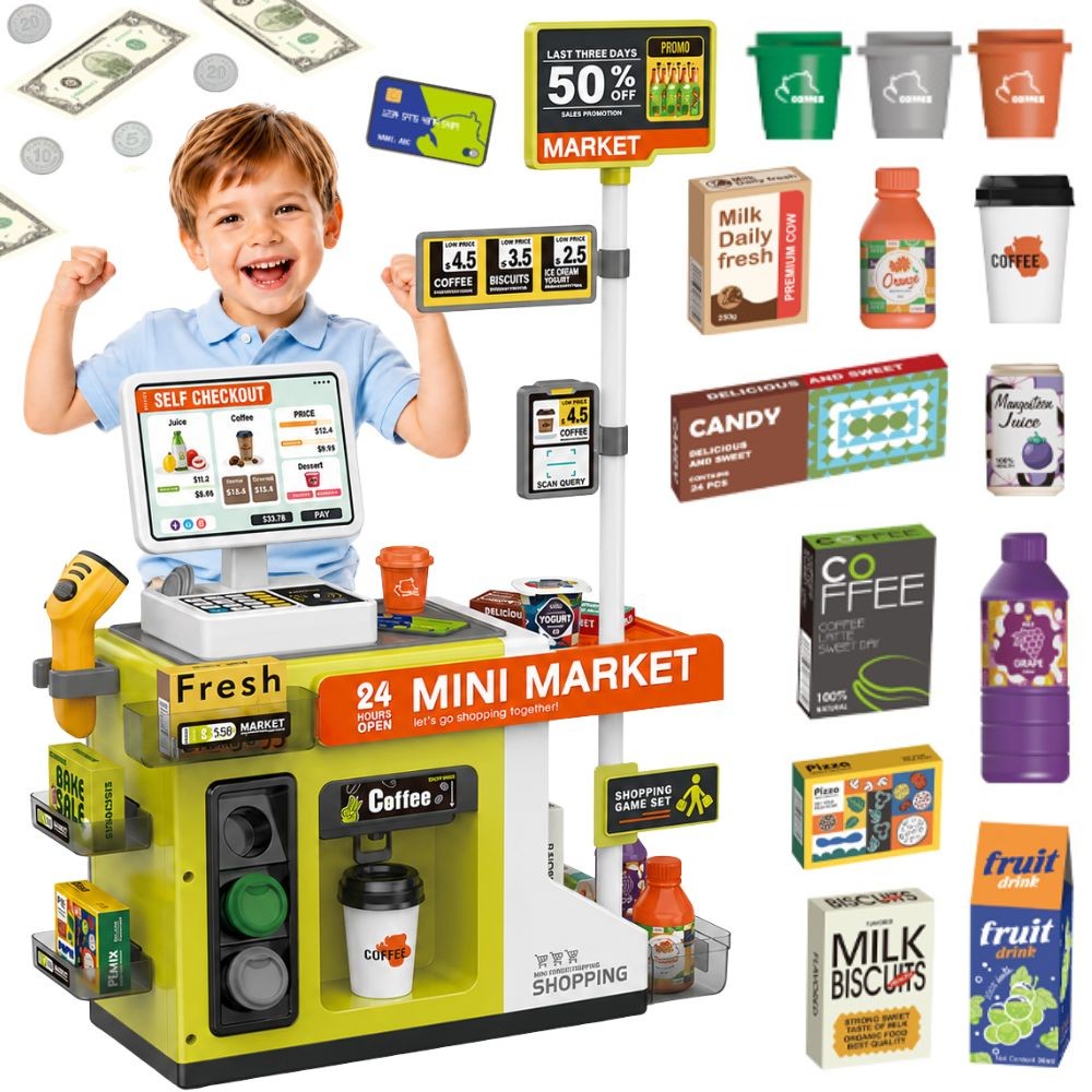 WOOPIE Mini Market Express Kasa Savitarna su Priedais