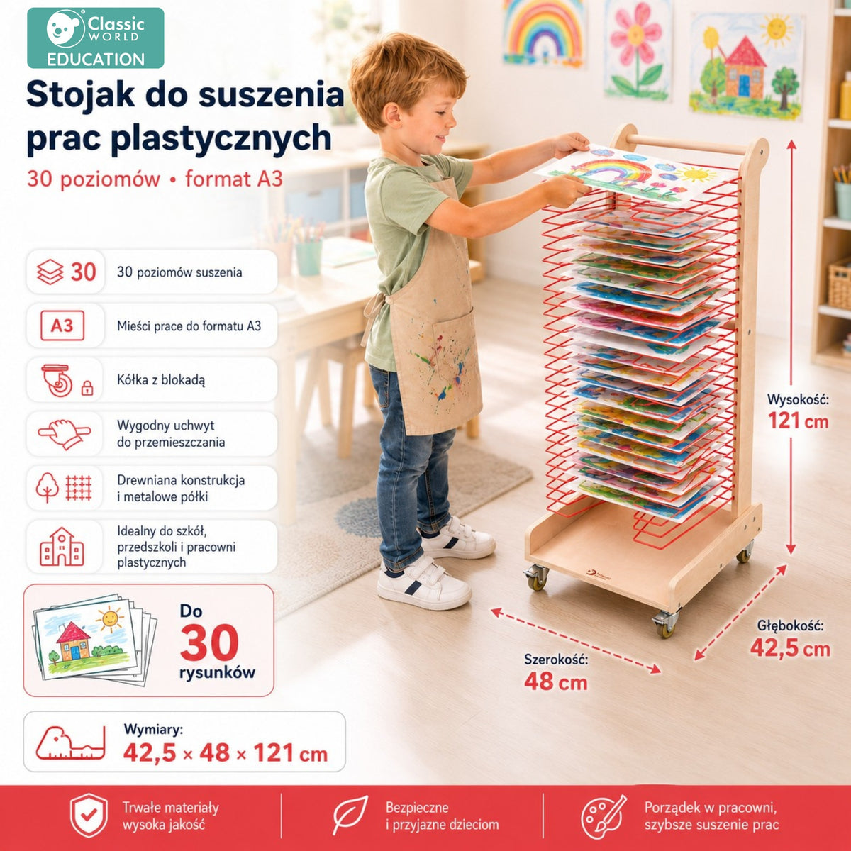 CLASSIC WORLD EDU Piešinių džiovinimo stovas, 30 lygių