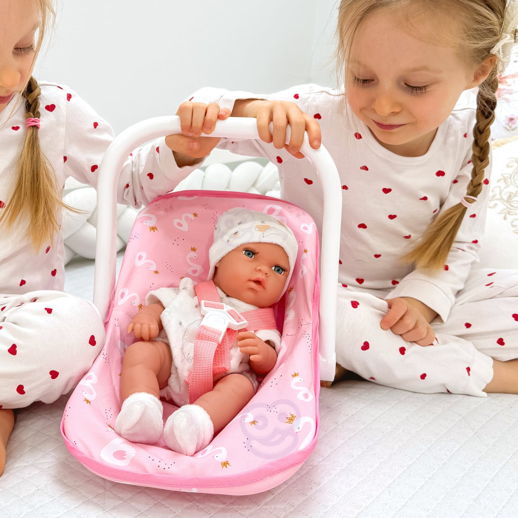 WOOPIE ROYAL Lėlė Kūdikis 30,5 cm su Rožine Nešykla – Rinkinys