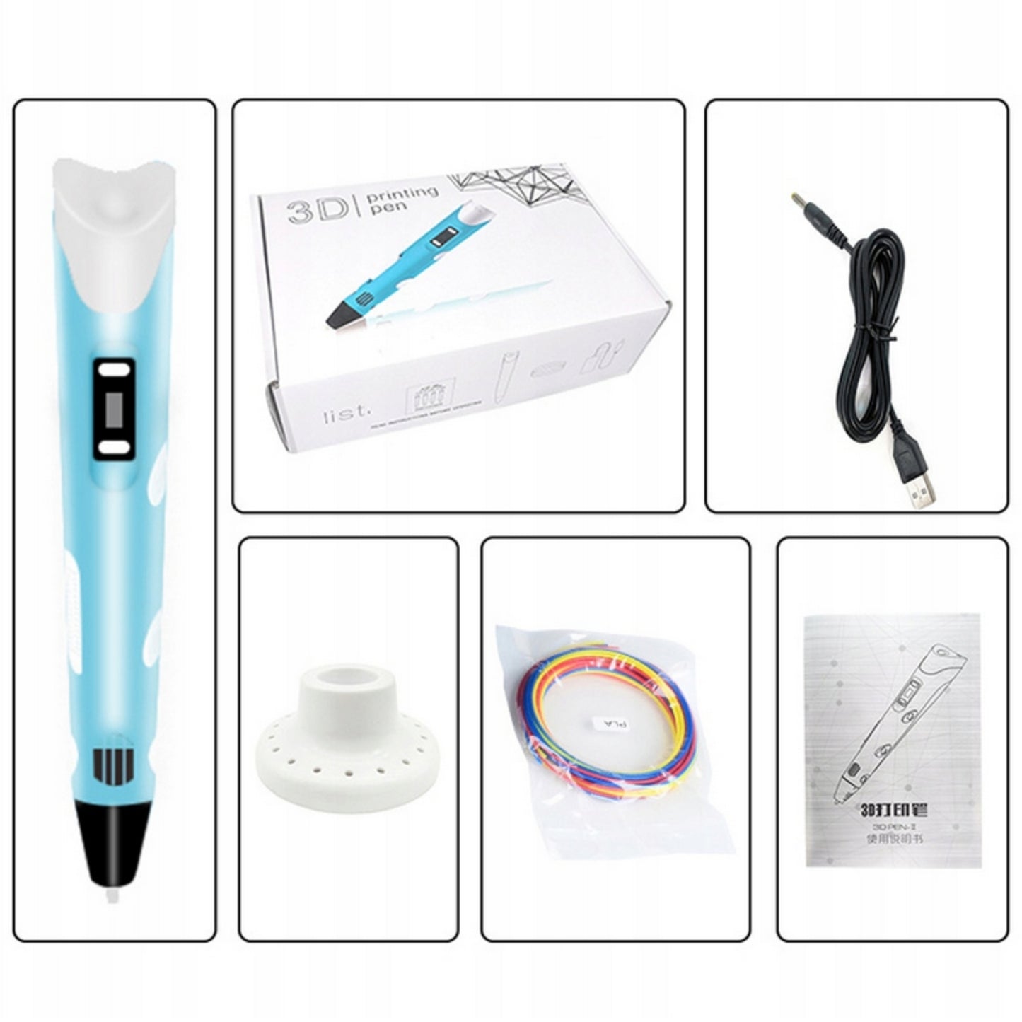 WOOPIE 3D rašiklio rinkinys vaikams su LED ekranu – pavyzdys – vaizdas 2