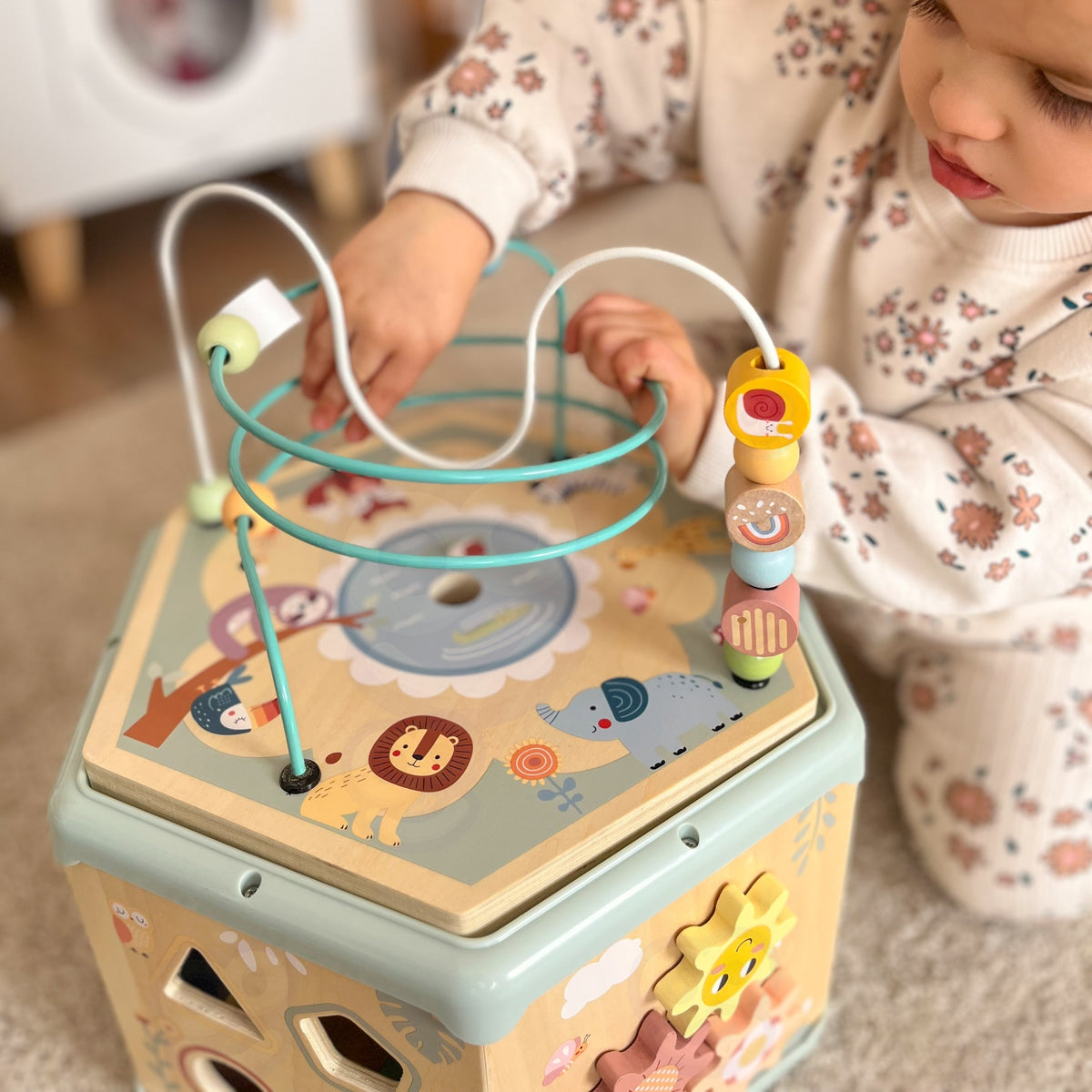 TOOKY TOY Medinė Montessori šešiakampė dėžė su veikla