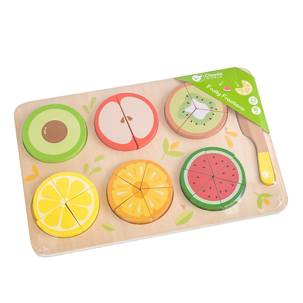 CLASSIC WORLD Medinių Vaisių Pjaustymo Rinkinys Montessori 23 vnt.