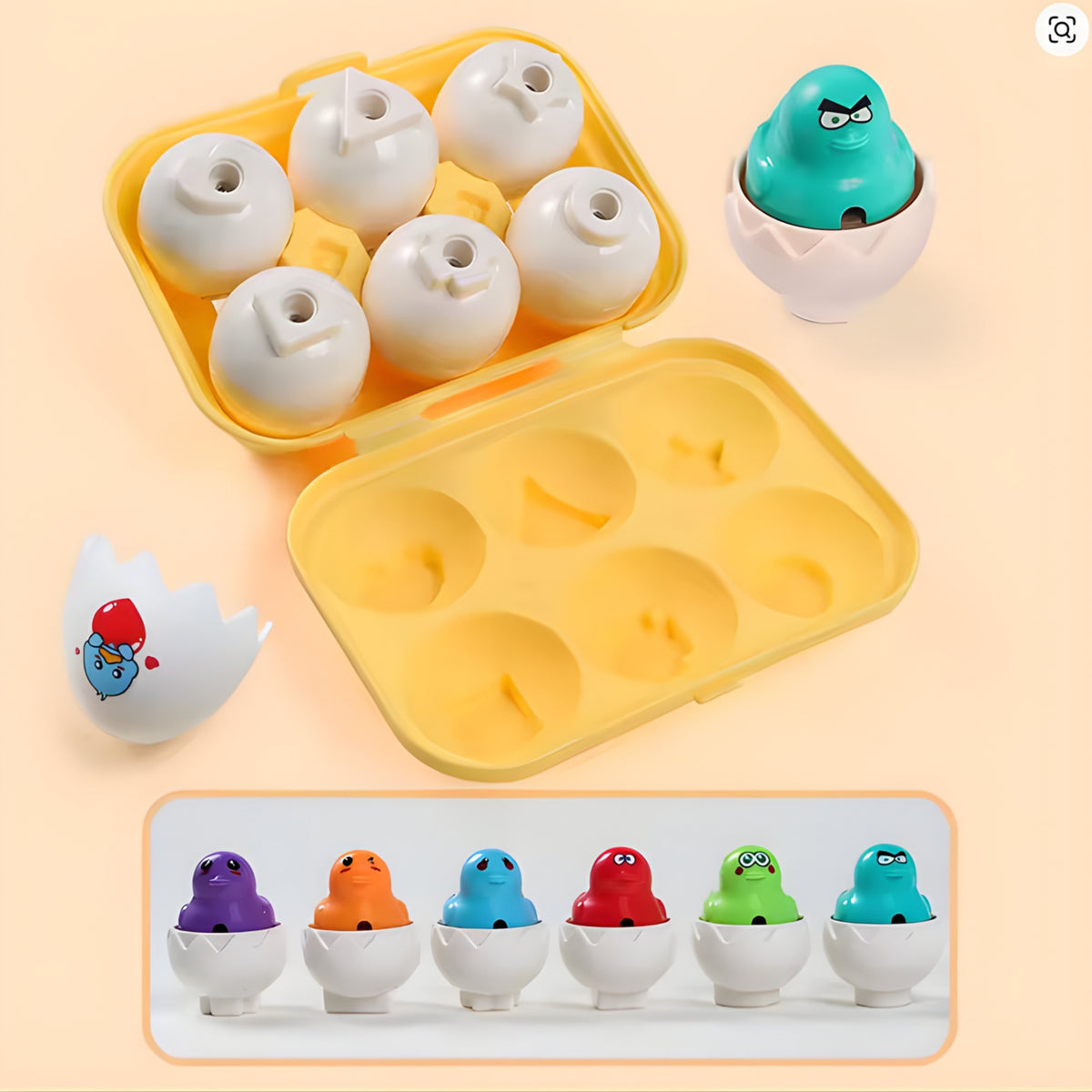 WOOPIE Montessori Rūšiuoklis Kiaušiniai su Viščiukais 6 vnt.