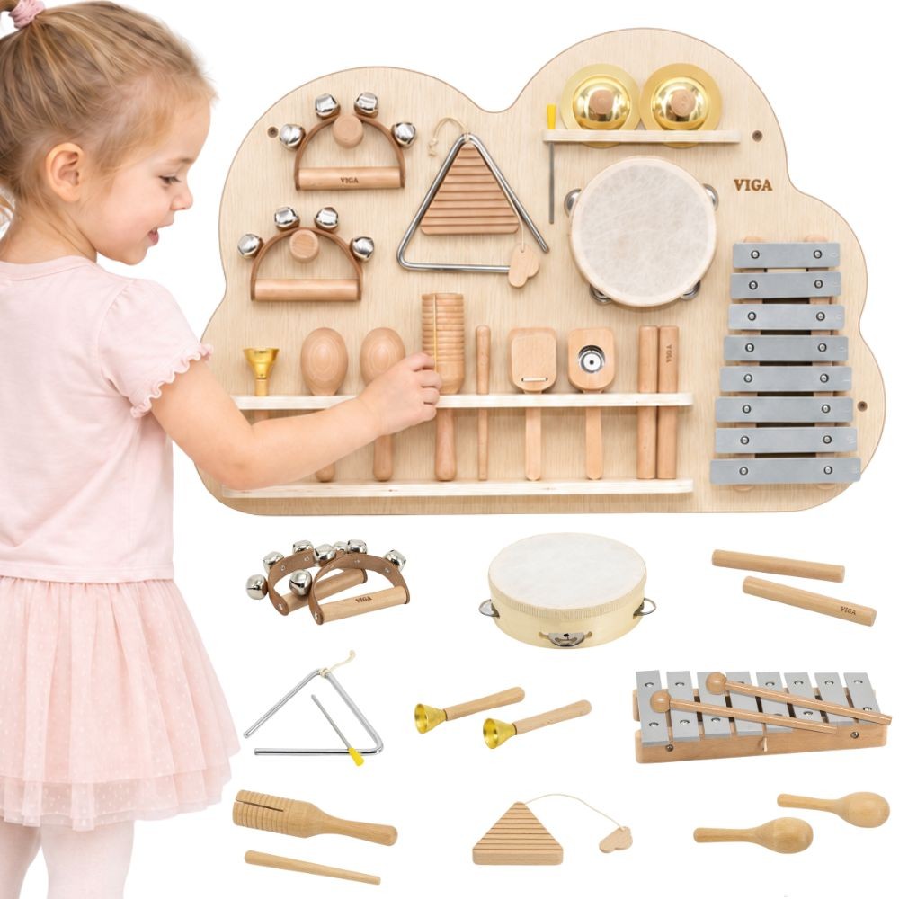 VIGA Muzikinė lenta su 12 perkusijos instrumentų vaikams