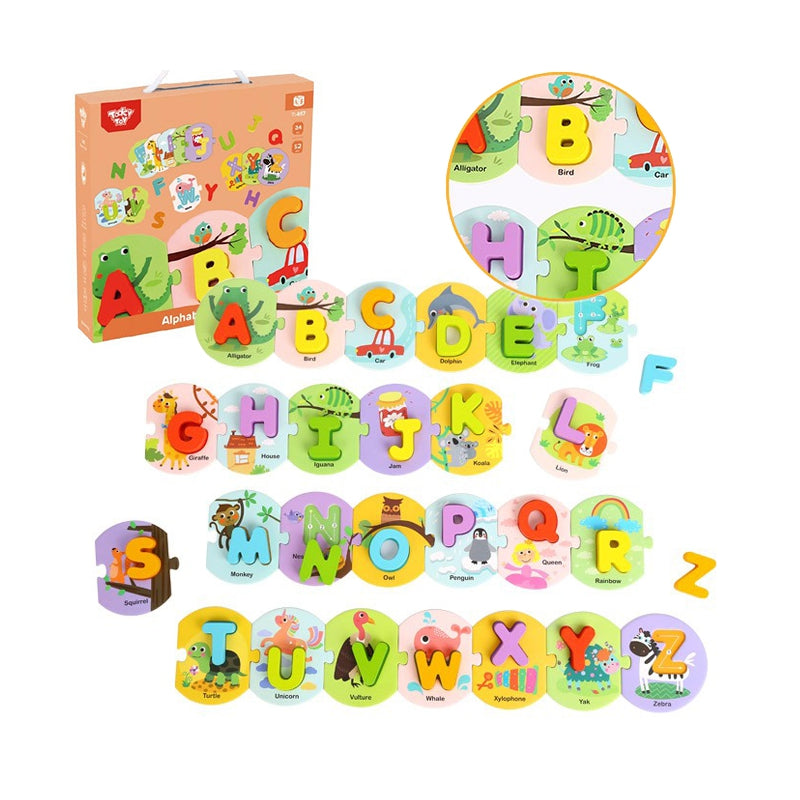 TOOKY TOY Medinė dėlionė Montessori, Abėcėlė