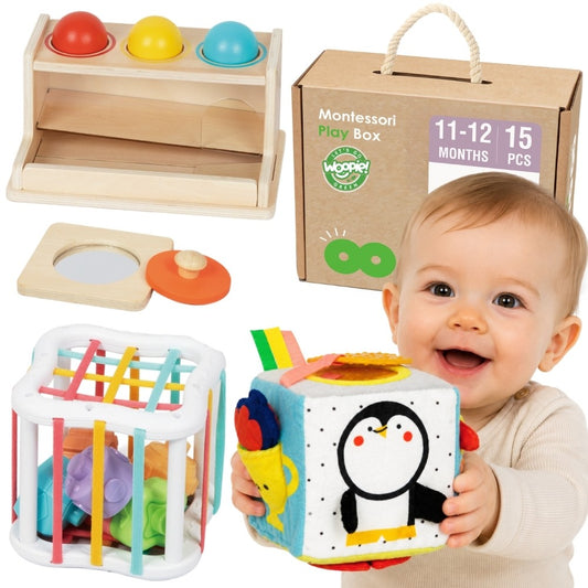 WOOPIE GREEN Montessori Edukacinis Rinkinys 5in1 Kūdikiams 11-12 Mėn. FSC