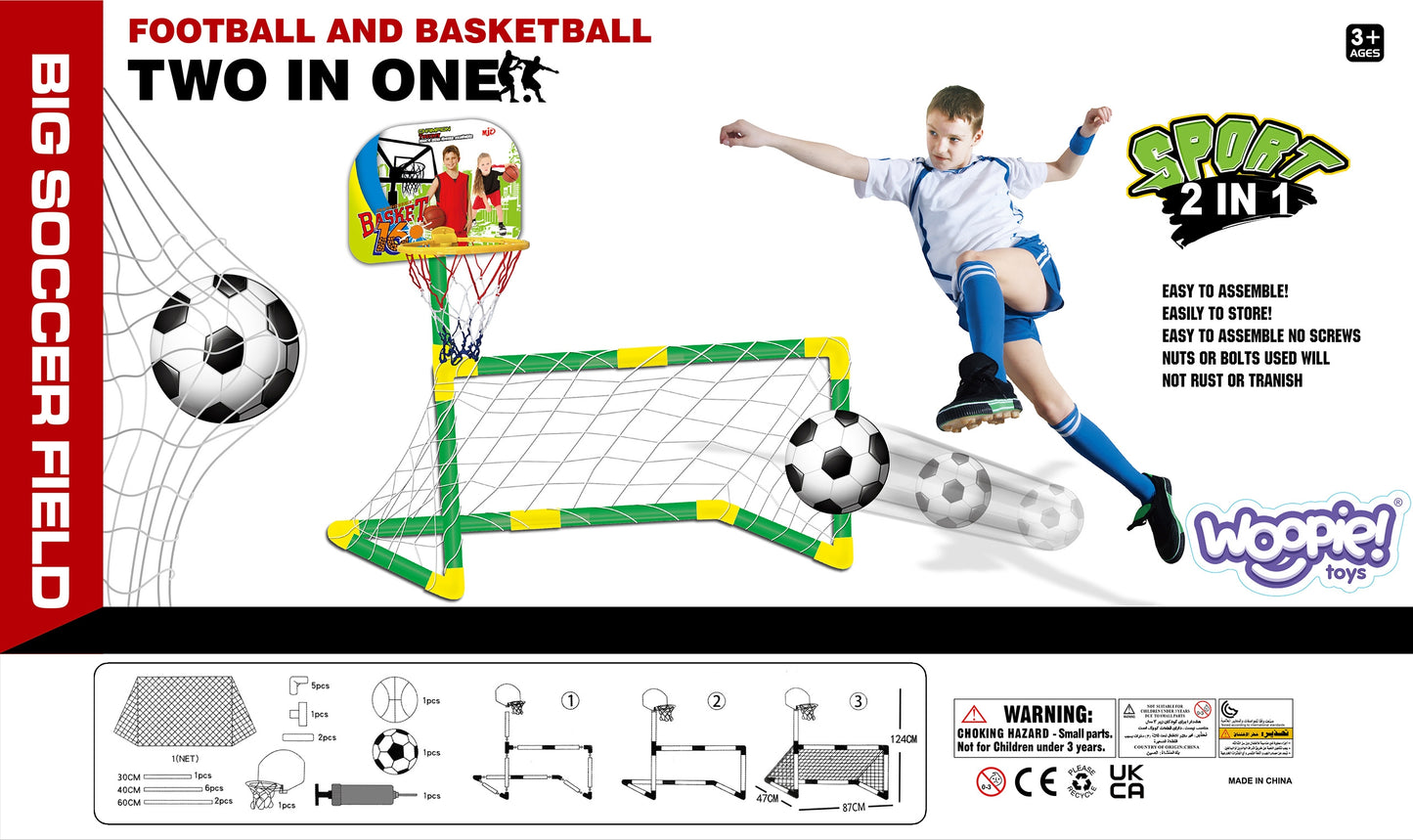 WOOPIE 2in1 Sporto Rinkinys: Krepšinio Lankas ir Futbolo Vartai su Kamuoliais – komplektacija – vaizdas 7