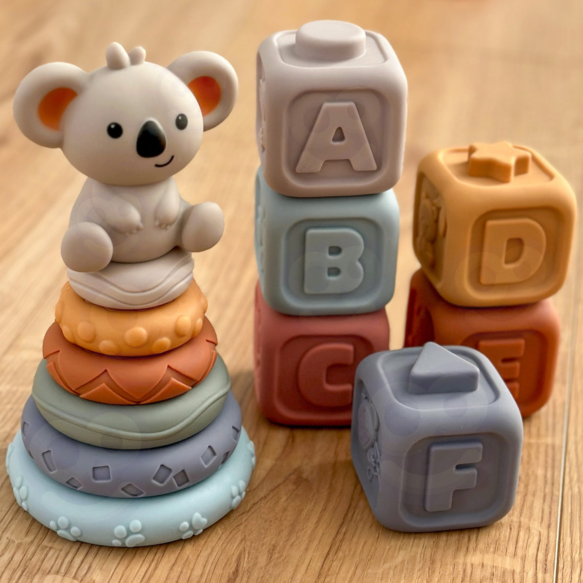 WOOPIE BABY Minkšti sensoriniai kaladėlės 3in1 su meškiuku