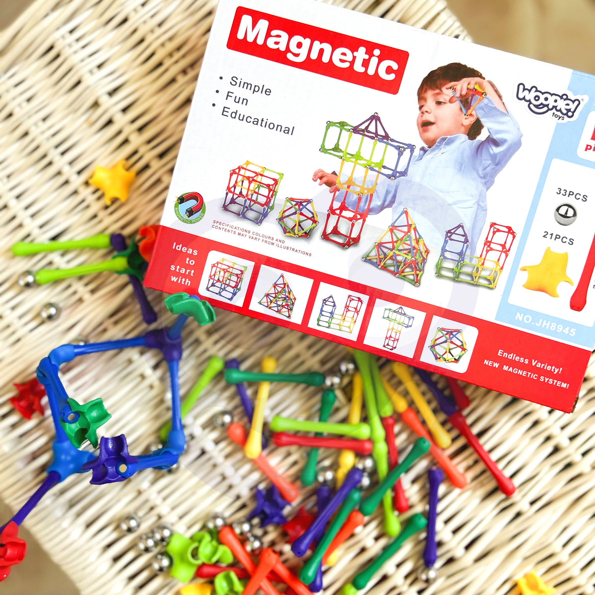 WOOPIE Magnetinis Konstruktorius Kūrybinė Dėlionė 110 detalių