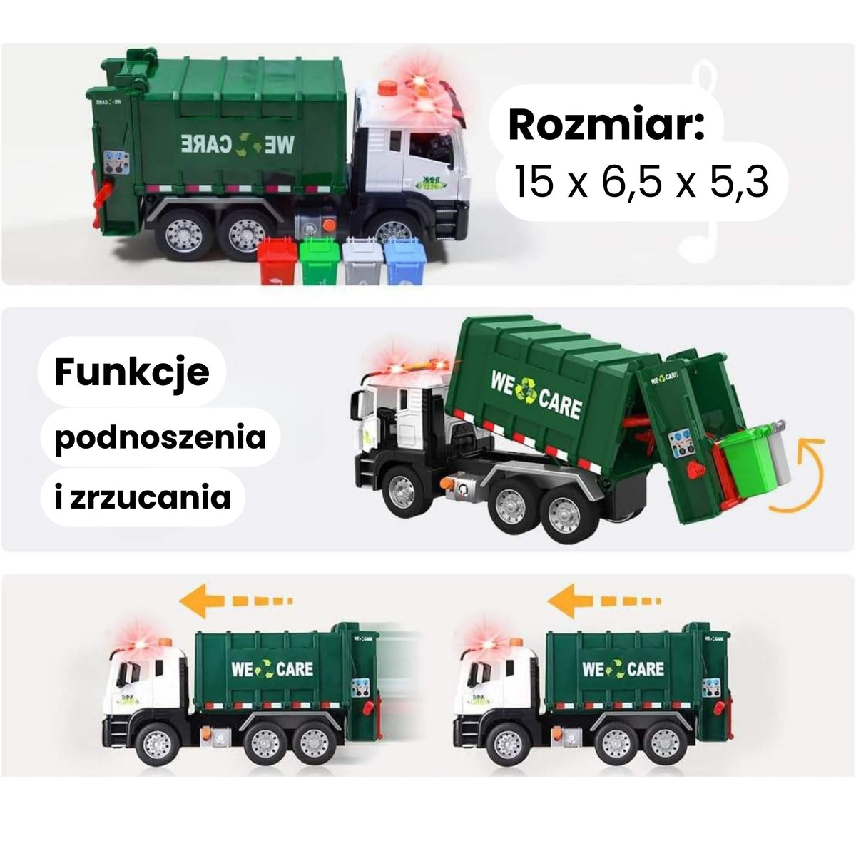 WOOPIE Šiukšliavežė su Atliekų Rūšiavimo Funkcija 1:10