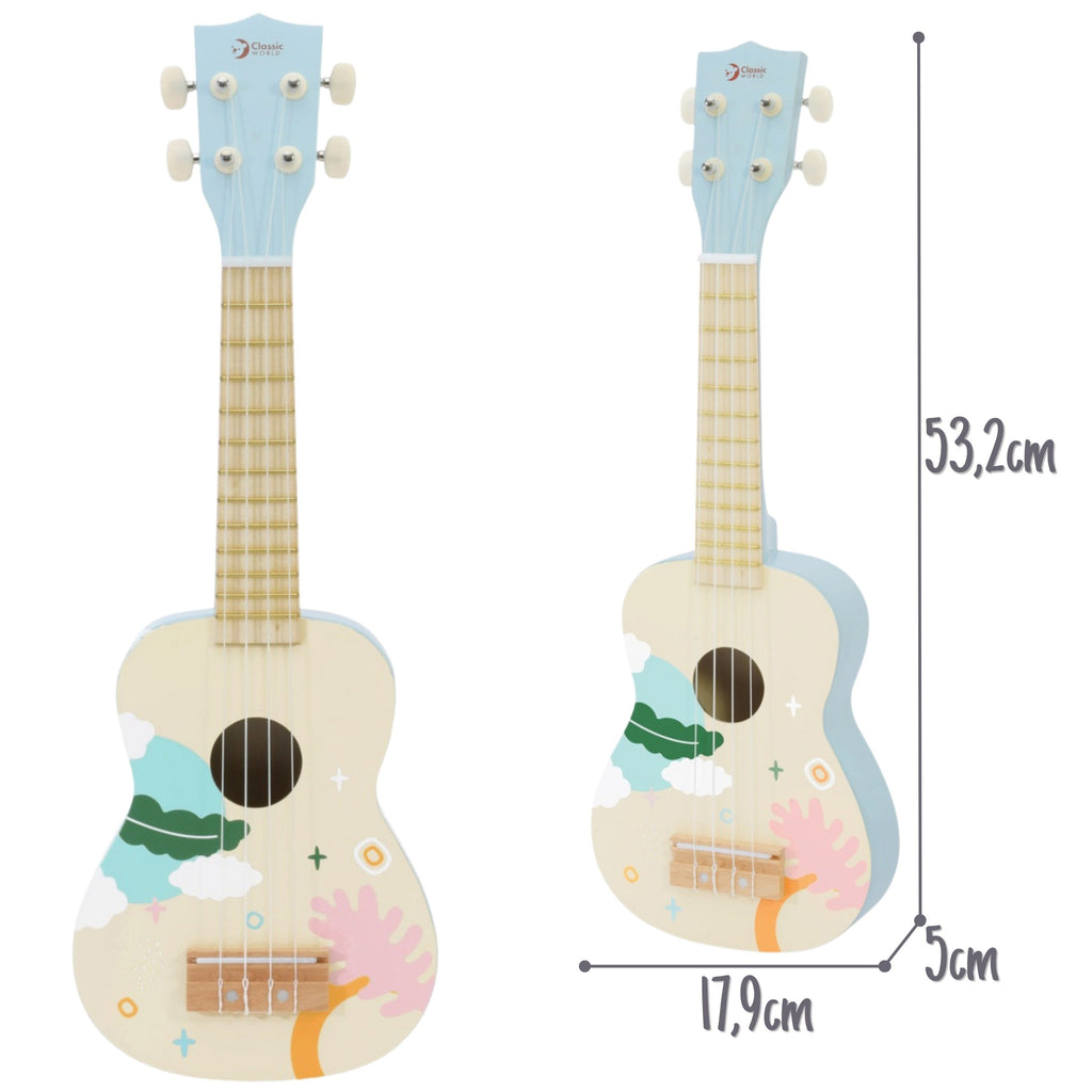 CLASSIC WORLD Medinė Ukulelė Vaikams Mėlyna, Muzikinis Žaislas