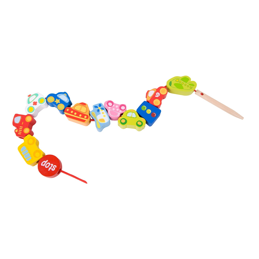 CLASSIC WORLD Mediniai Kaladėlių Vėrimo Rinkinys „Eismas“ (13 dalių) – vaizdas 8