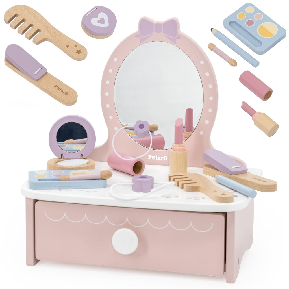 Viga Medinė tualetinio staliuko kampelis su aksesuarais Mažajai princesei – pagrindinis vaizdas