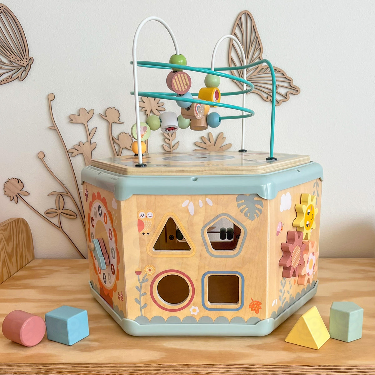 TOOKY TOY Medinė Montessori šešiakampė dėžė su veikla