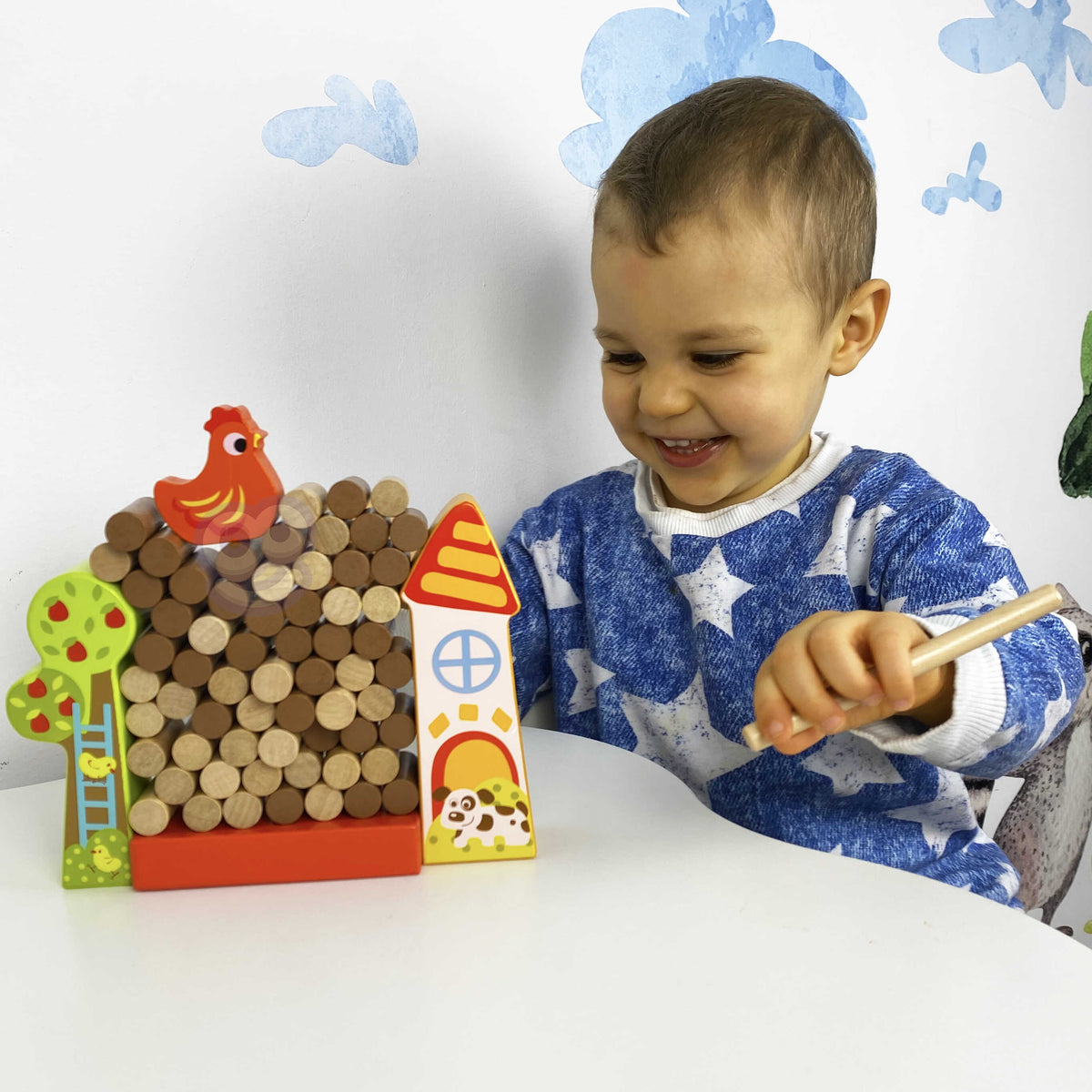 TOOKY TOY Medinis žaidimas Krentanti vištytė, 69 dalys