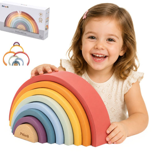 VIGA PolarB Medinė Vaivorykštė - Montessori Konstruktorius