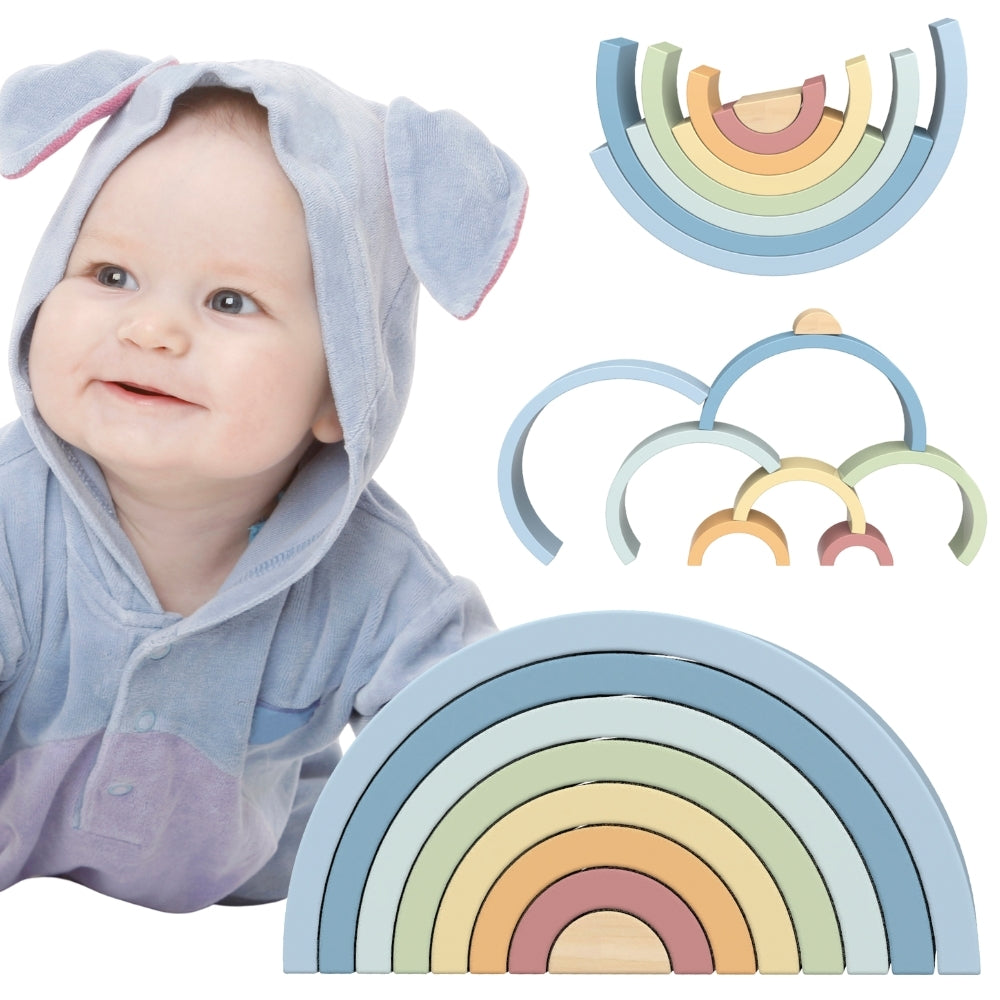 TOOKY TOY Pastelinė medinė dėlionė Vaivorykštė (Montessori kaladėlės) – pagrindinis vaizdas