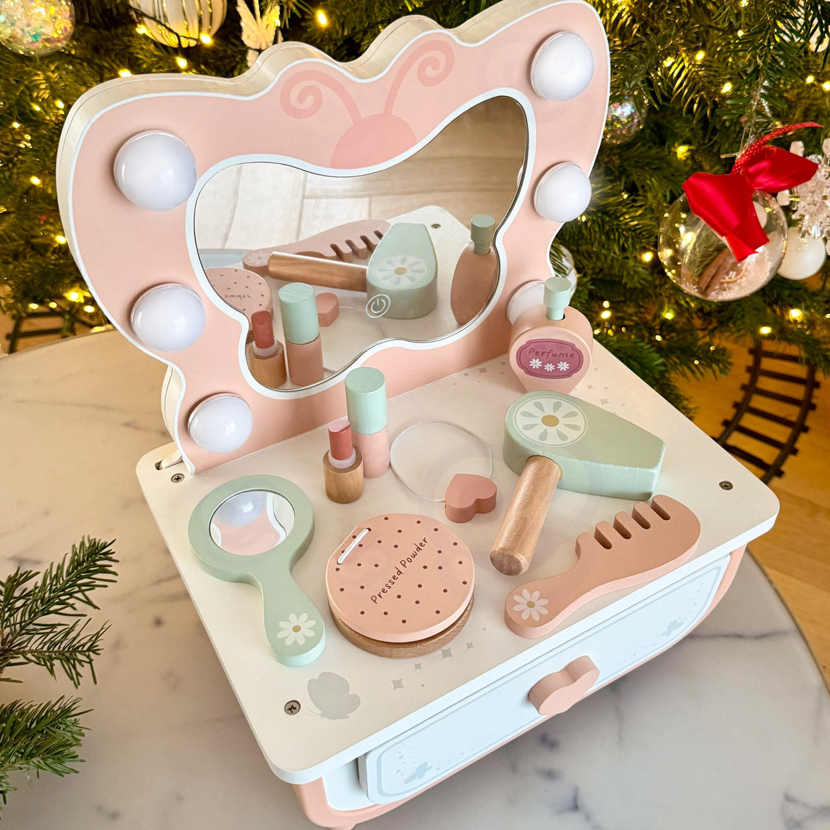 TOOKY TOY Medinis Kosmetinis Staliukas su LED Veidrodžiu