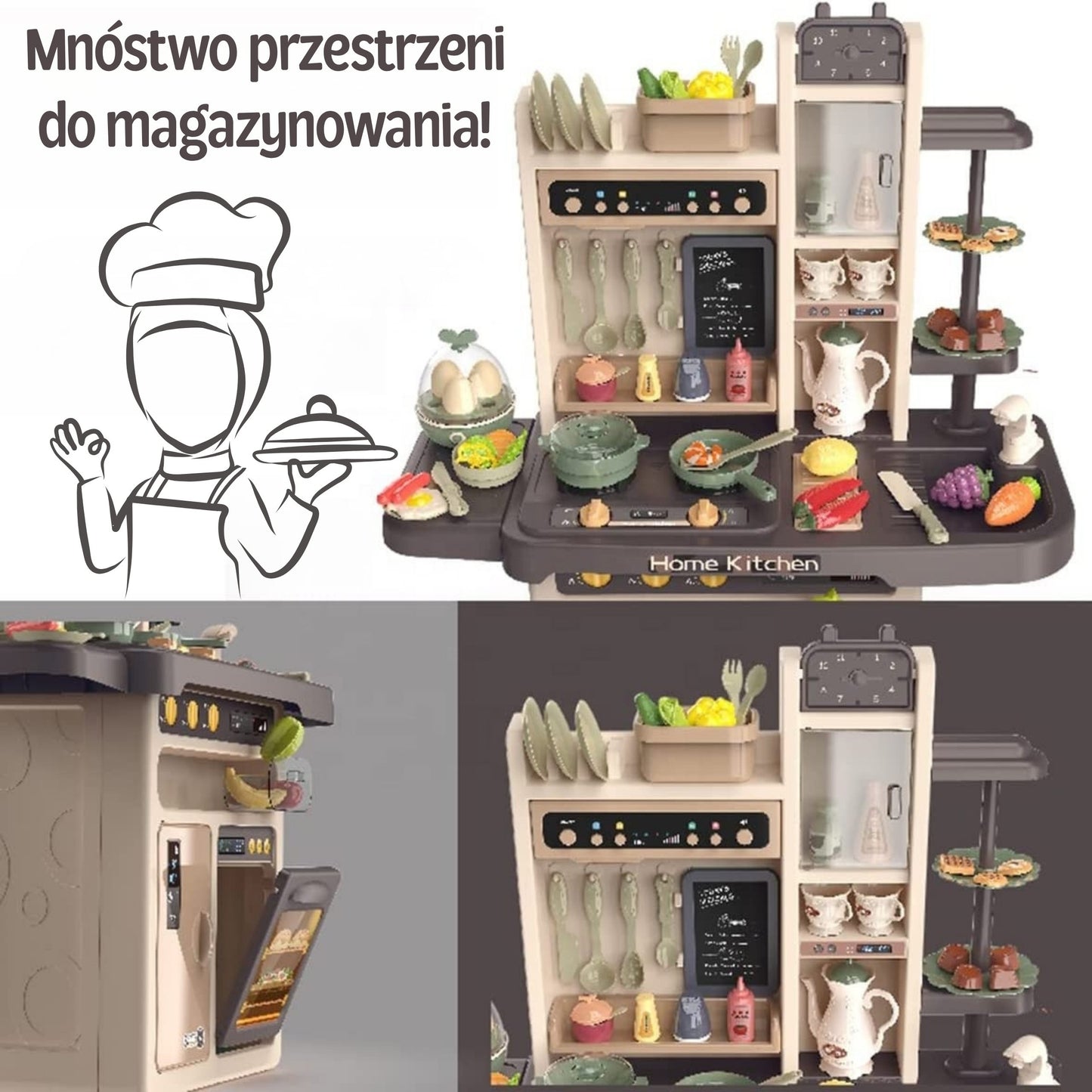 WOOPIE Interaktyvi Virtuvėlė su Garų Čiaupu ir Vandens Cirkuliacija 88 vnt.