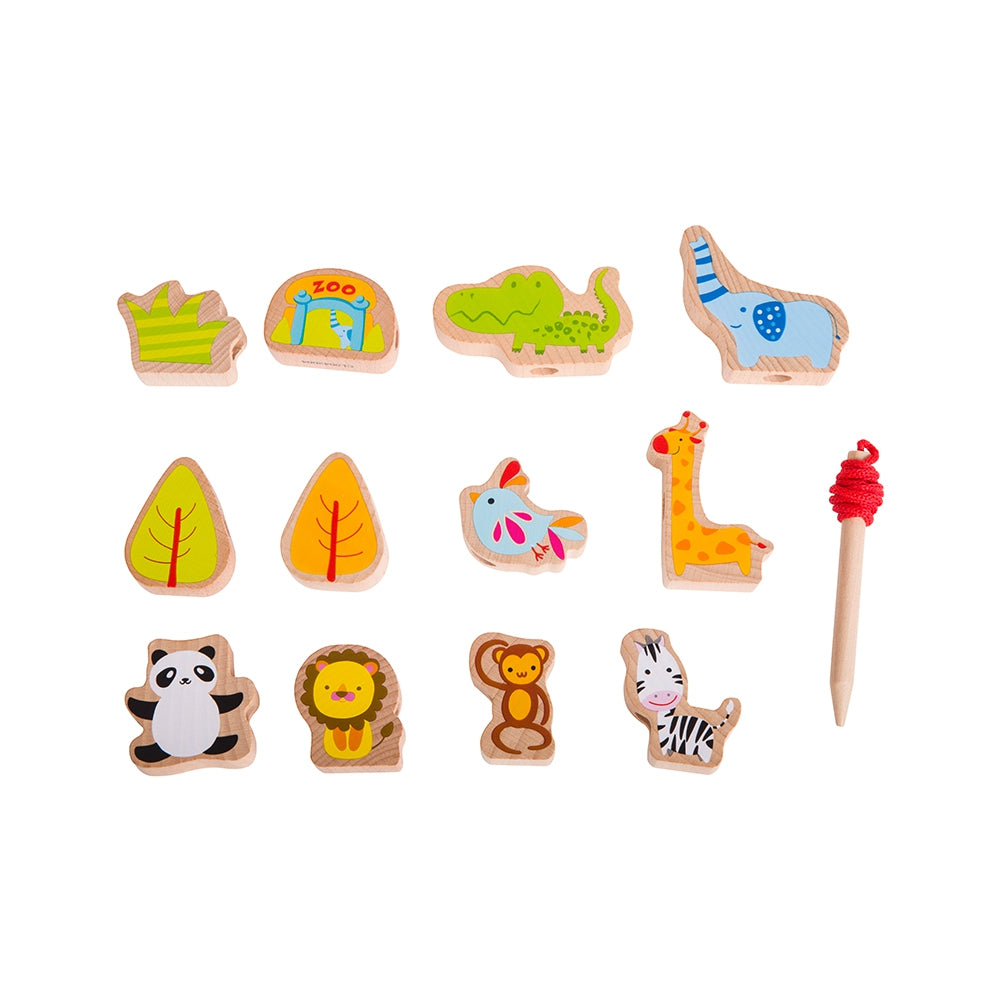 CLASSIC WORLD Medinės vėrimo kaladėlės „ZOO“, 13 elementų – vaizdas 5
