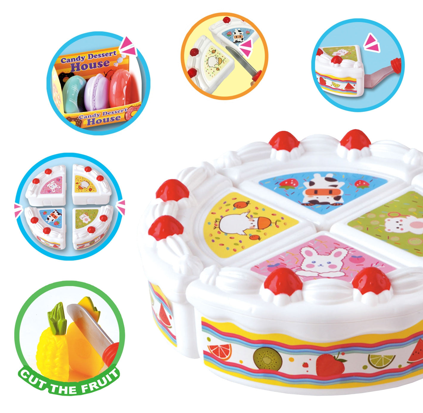 WOOPIE Gimtadienio tortas ir pjaustomi vaisiai su saldumynais – vaizdas 2