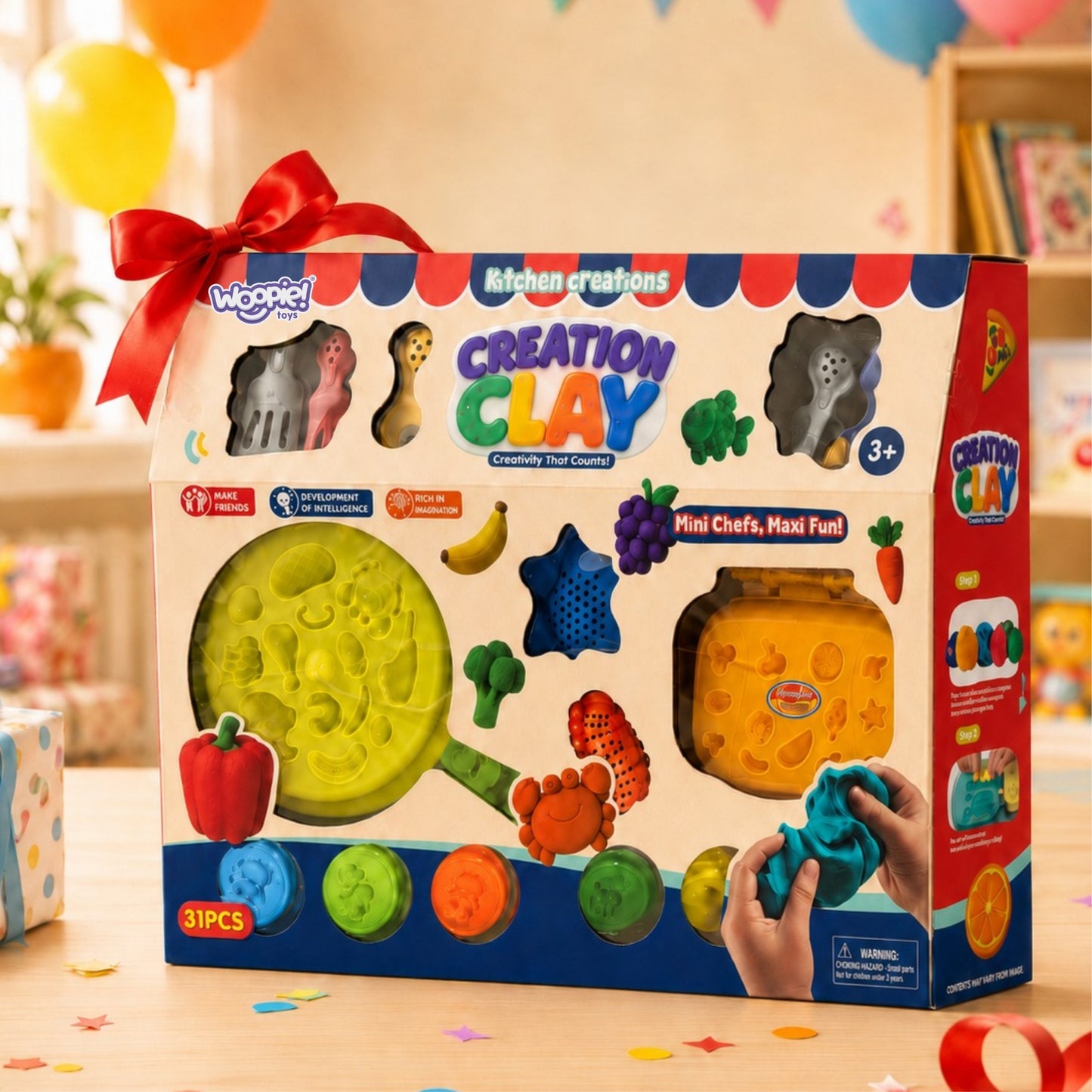 WOOPIE Plastilino Rinkinys Virtuvėlė Vaflių Aparatas 39 dalys
