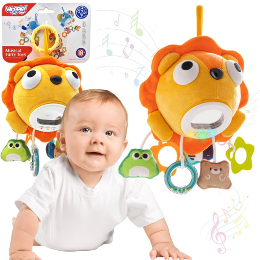 WOOPIE Baby Pliušinis interaktyvus liūtas, muzikinis migdukas su pakabinamais žaisliukais – pagrindinis vaizdas