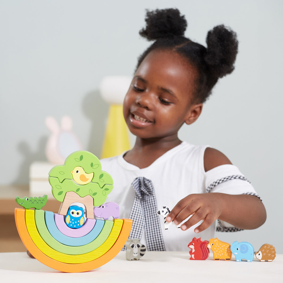 VIGA Medinė Vaivorykštė Montessori Dėlionė su Gyvūnėliais