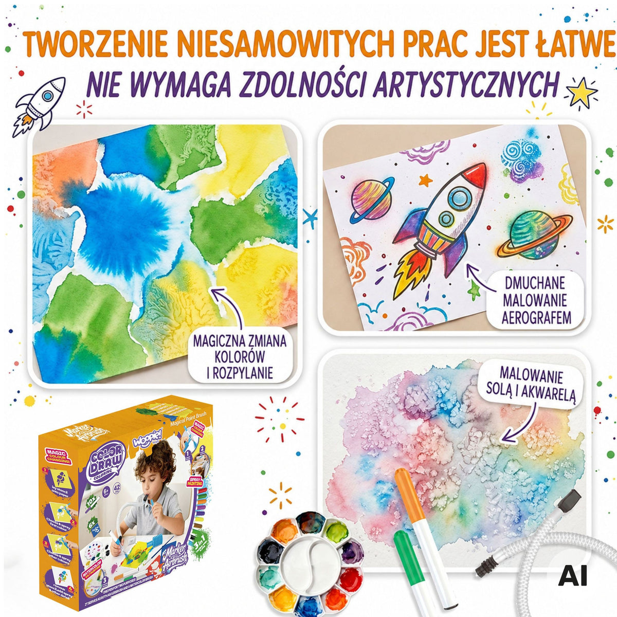 WOOPIE Kūrybinis Piešimo Rinkinys 3 in 1, 42 dalys