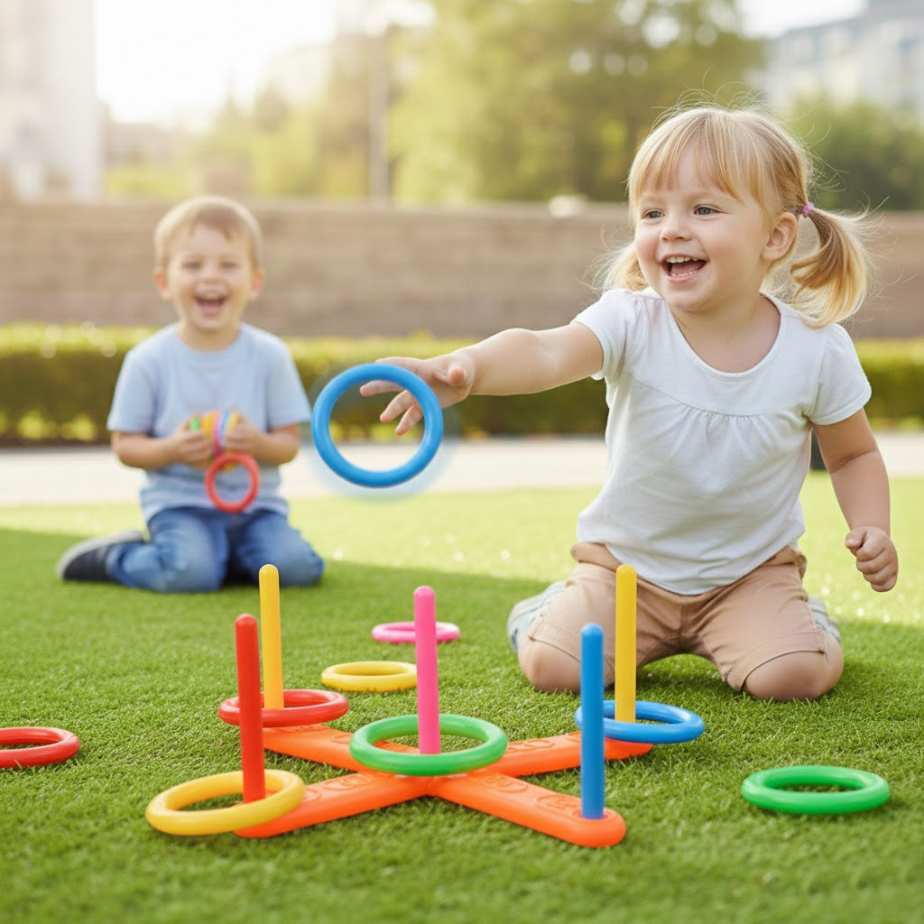 WOOPIE Žiedų mėtymo miklumo žaidimas SERSO FUN CIRCLE GAME 3+, stovo surinkimas – vaizdas 2