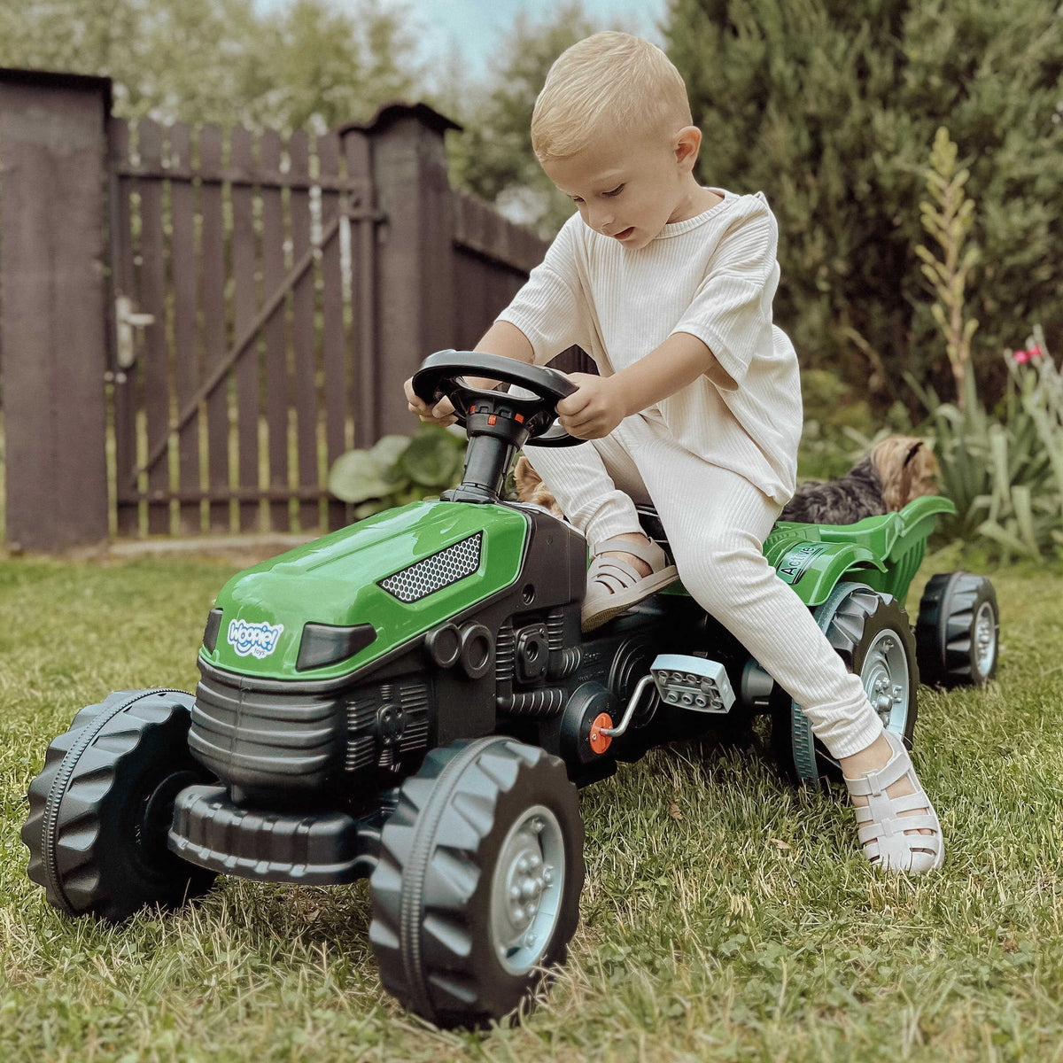 WOOPIE Farmer GoTrac MAXI minamas traktoriukas su priekaba