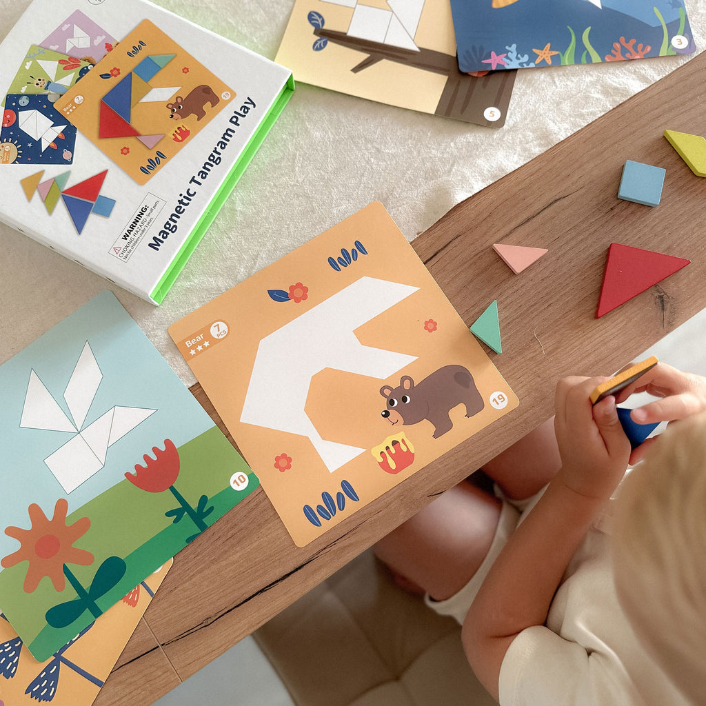 TOOKY TOY Tangram dėlionė – formos ir gyvūnai, 18 dalių