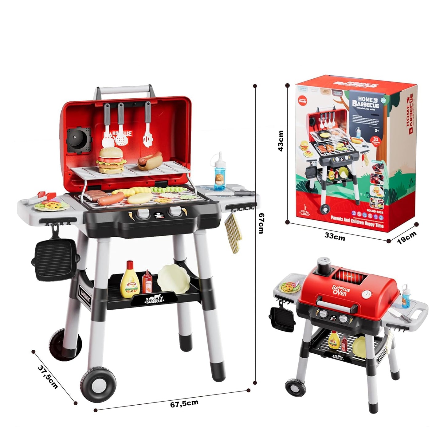 WOOPIE Interaktyvus sodo grilis Barbekiu su LED, XL rinkinys, 31 dalis – vaizdas 7