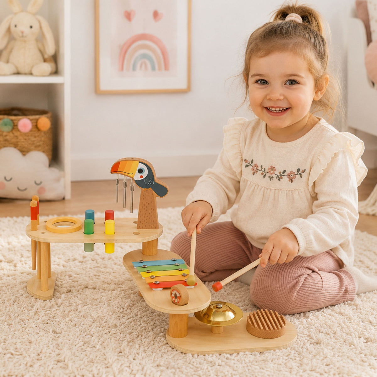 TOOKY TOY Medinė Edukacinė Muzikos Stalelė Tukanam 3+