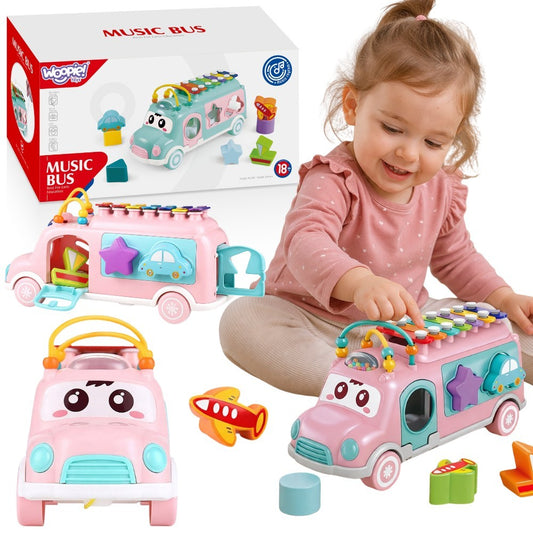 WOOPIE BABY Muzikinė mašinėlė rūšiuoklė su cimbolais, rožinė