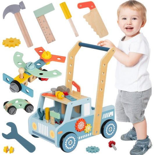 TOOKY TOY Medinis stumdukas-vaikštynė „Automobilis su mini dirbtuvėlėmis STEM“ – pagrindinis vaizdas