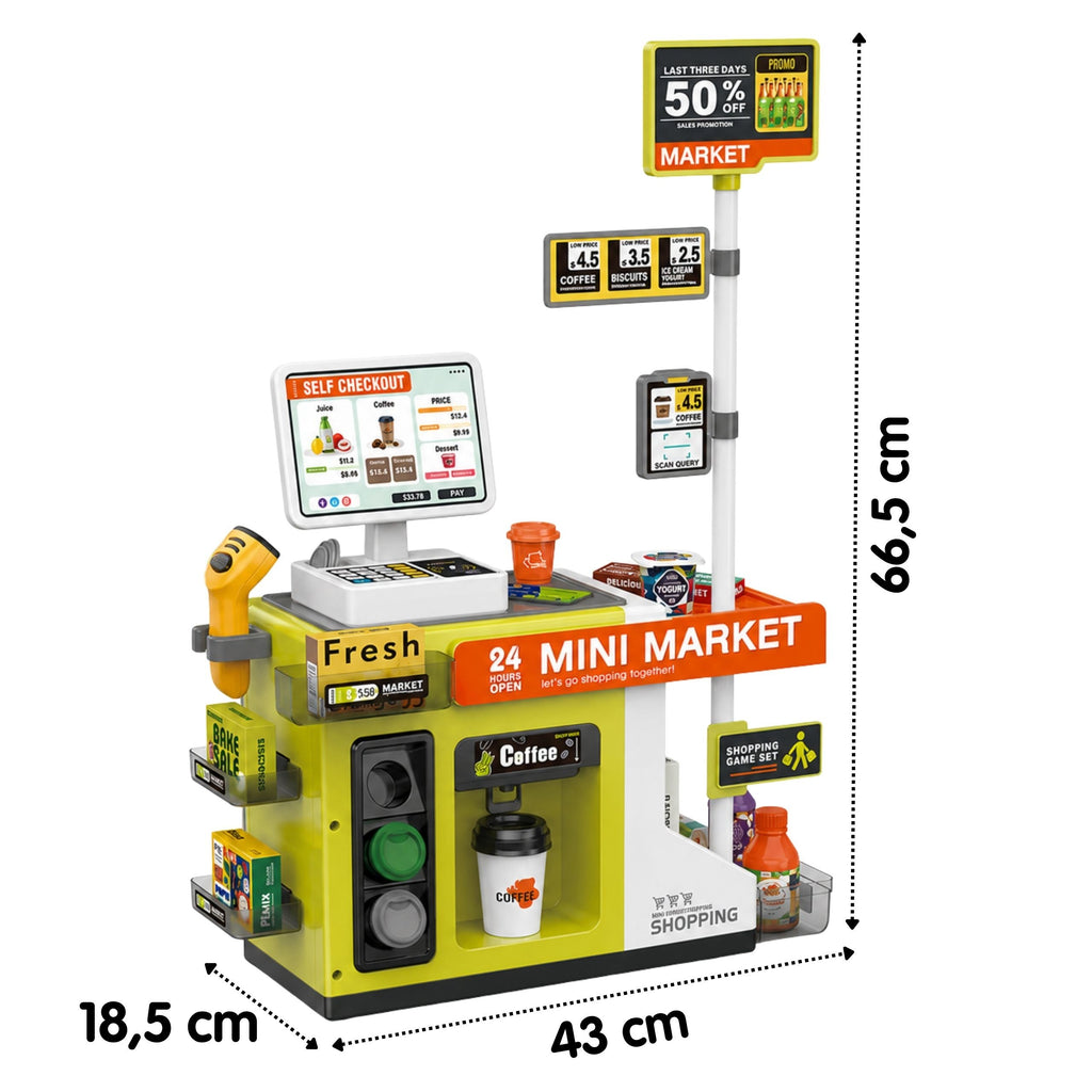 WOOPIE Mini Market Express Kasa Savitarna su Priedais