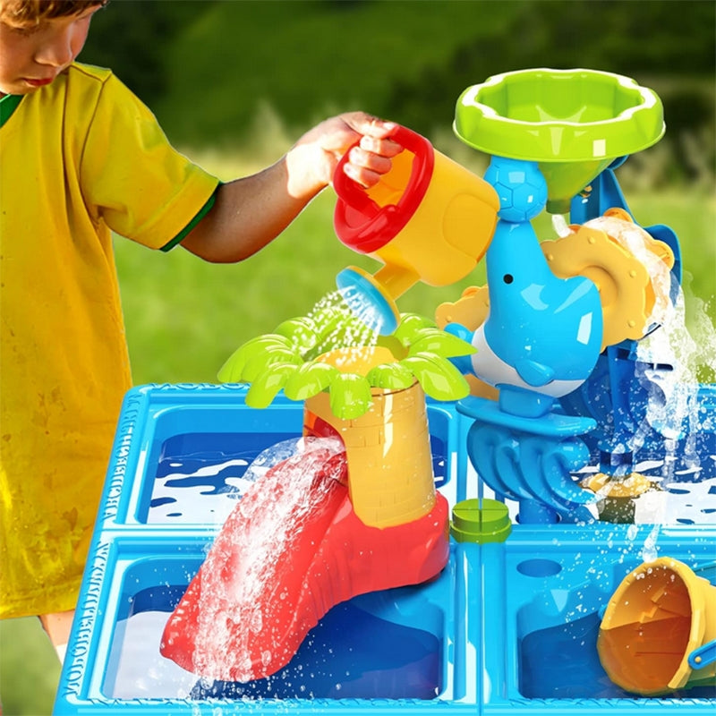 WOOPIE Vandens stalas 2in1 Smėlio dėžė su kėdute XL Akvaparkas, 4 baseinai, 13 priedų – vaizdas 3
