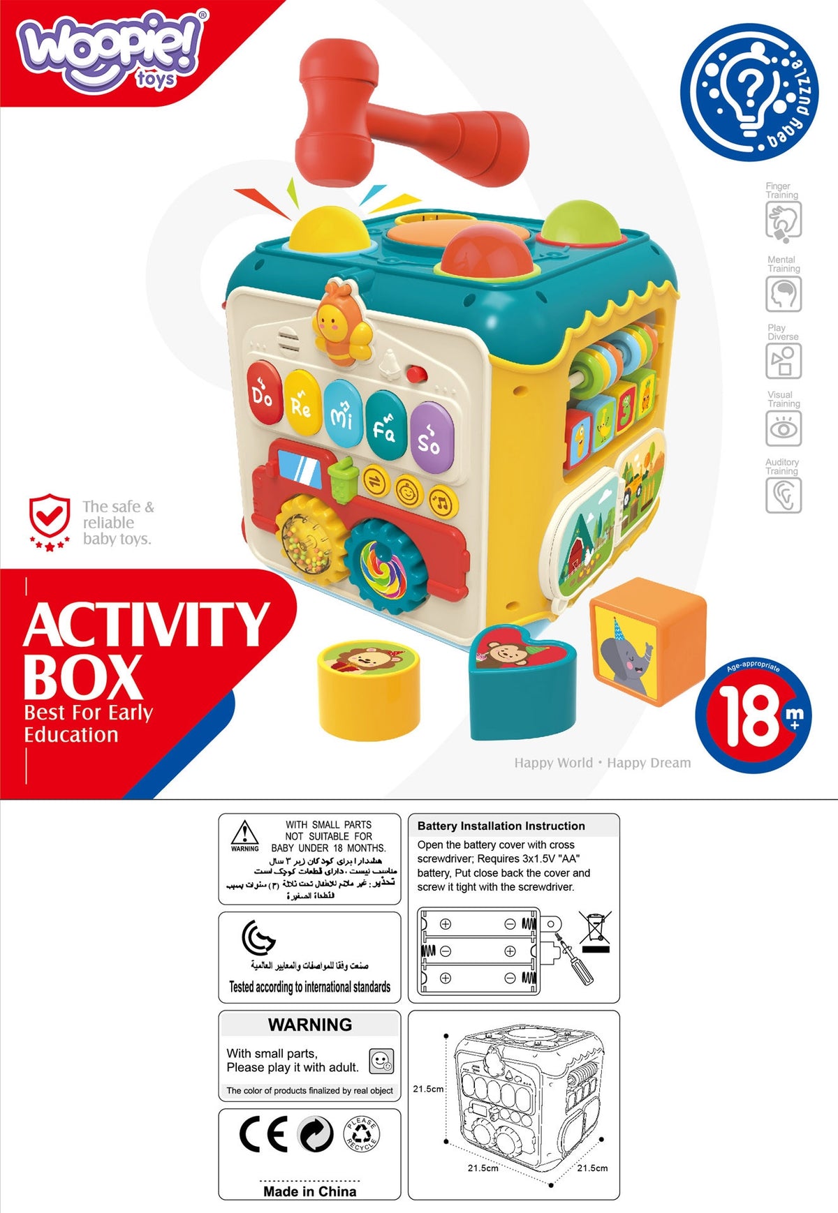 WOOPIE BABY Montessori Aktyvybių Kubas 6in1 nuo 18mėn.