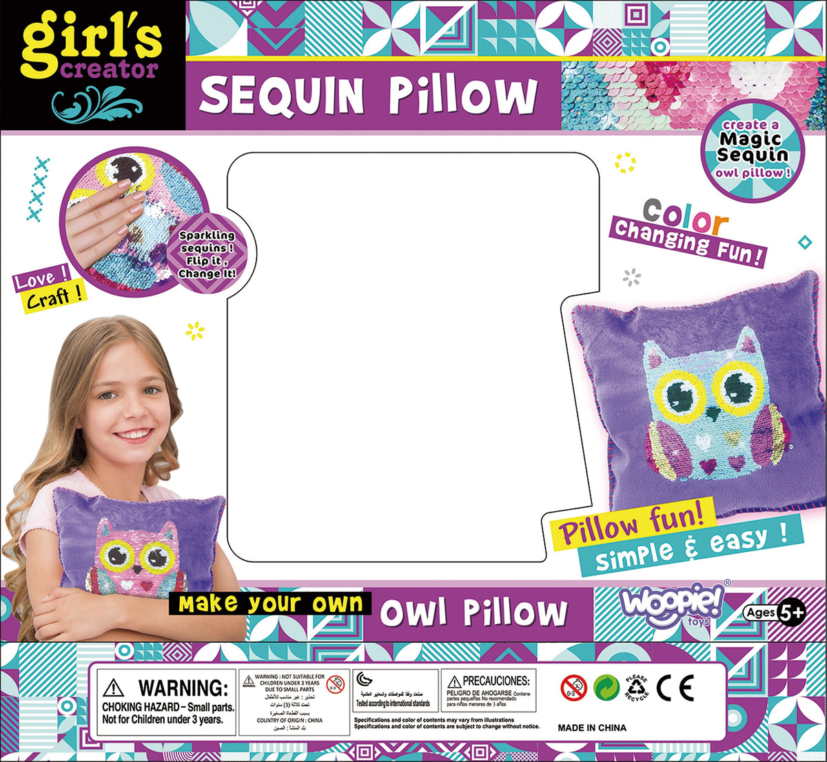 WOOPIE ART&FUN Kūrybinis rinkinys – Pagalvėlė su pelėdute ir žvyneliais