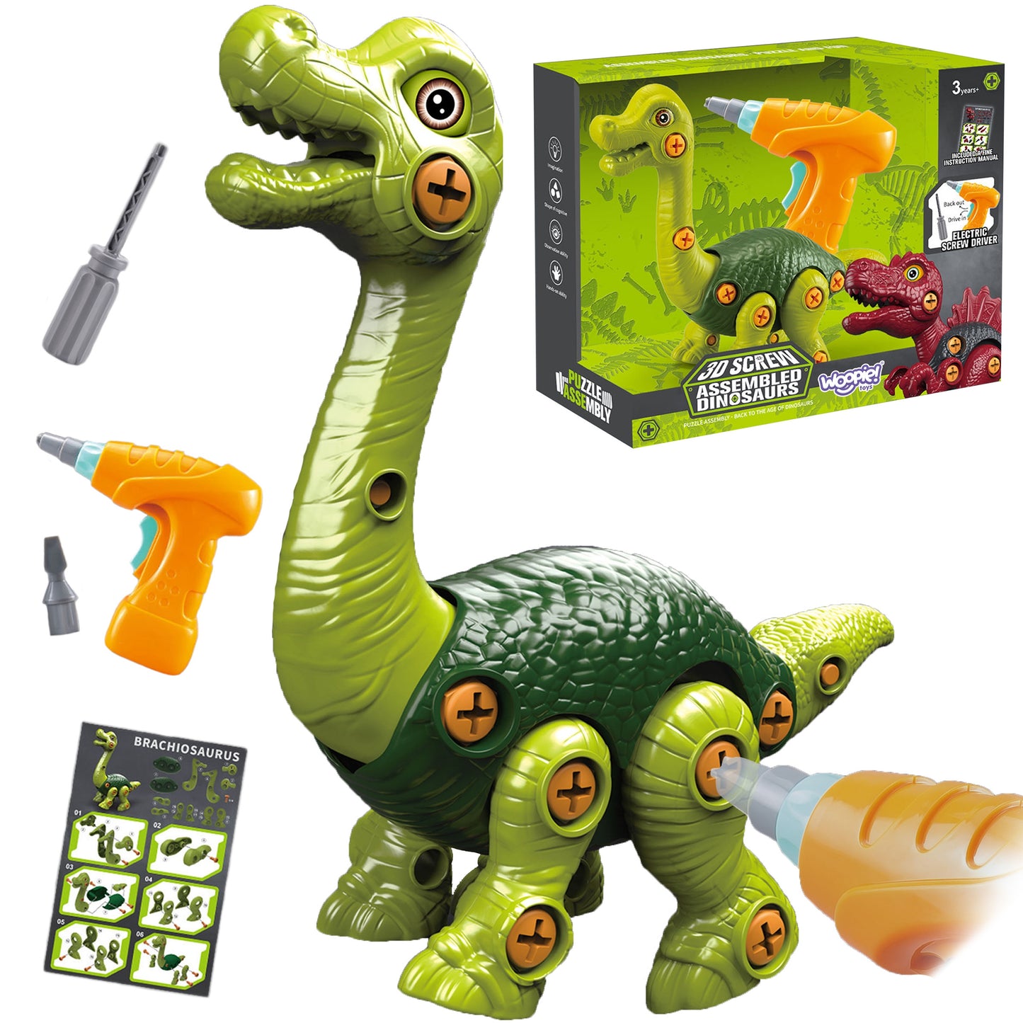 WOOPIE Dinozauras Brachiozauras Surenkamas Konstruktorius su Gręžtuvu 31 vnt.