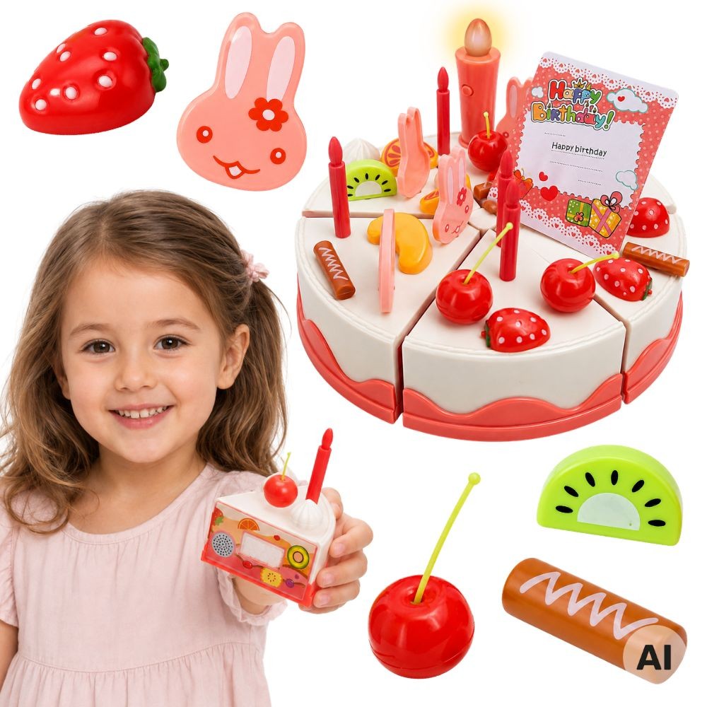 WOOPIE Žaislinė Gimtadienio Tortas Pjaustymo Rinkinys 40 vnt.
