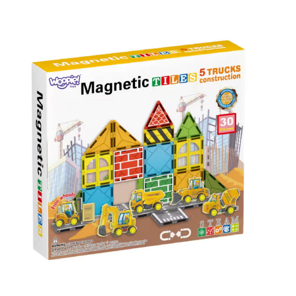 WOOPIE Magnetinis Konstruktorius su Statybos Mašinomis 30 vnt.