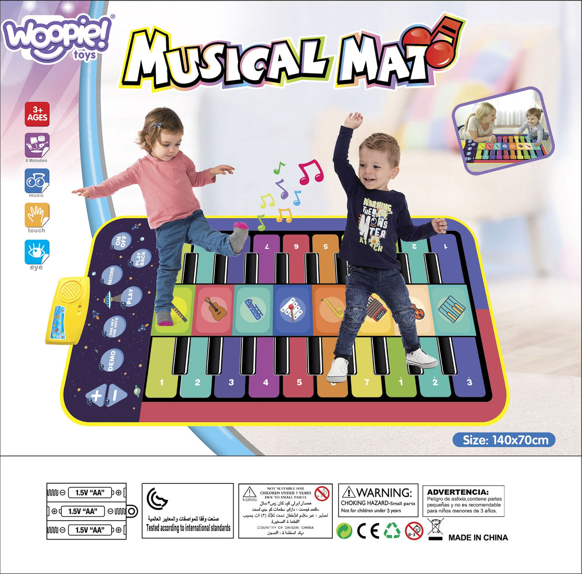 WOOPIE Interaktyvus muzikinis šokių kilimėlis XXL vaikams