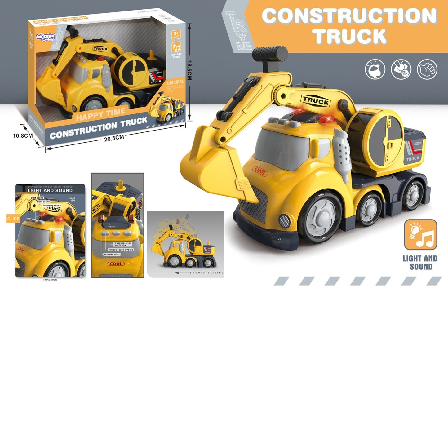 WOOPIE City Truck ekskavatorius su garso ir šviesos efektais – vaizdas 2