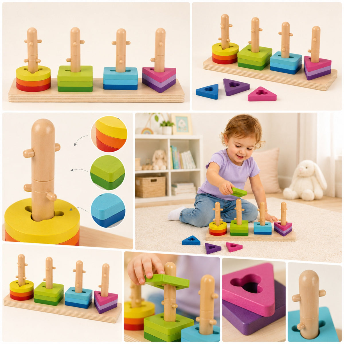 TOOKY TOY Rūšiuoklis su spalvotais Montessori kaladėlėmis