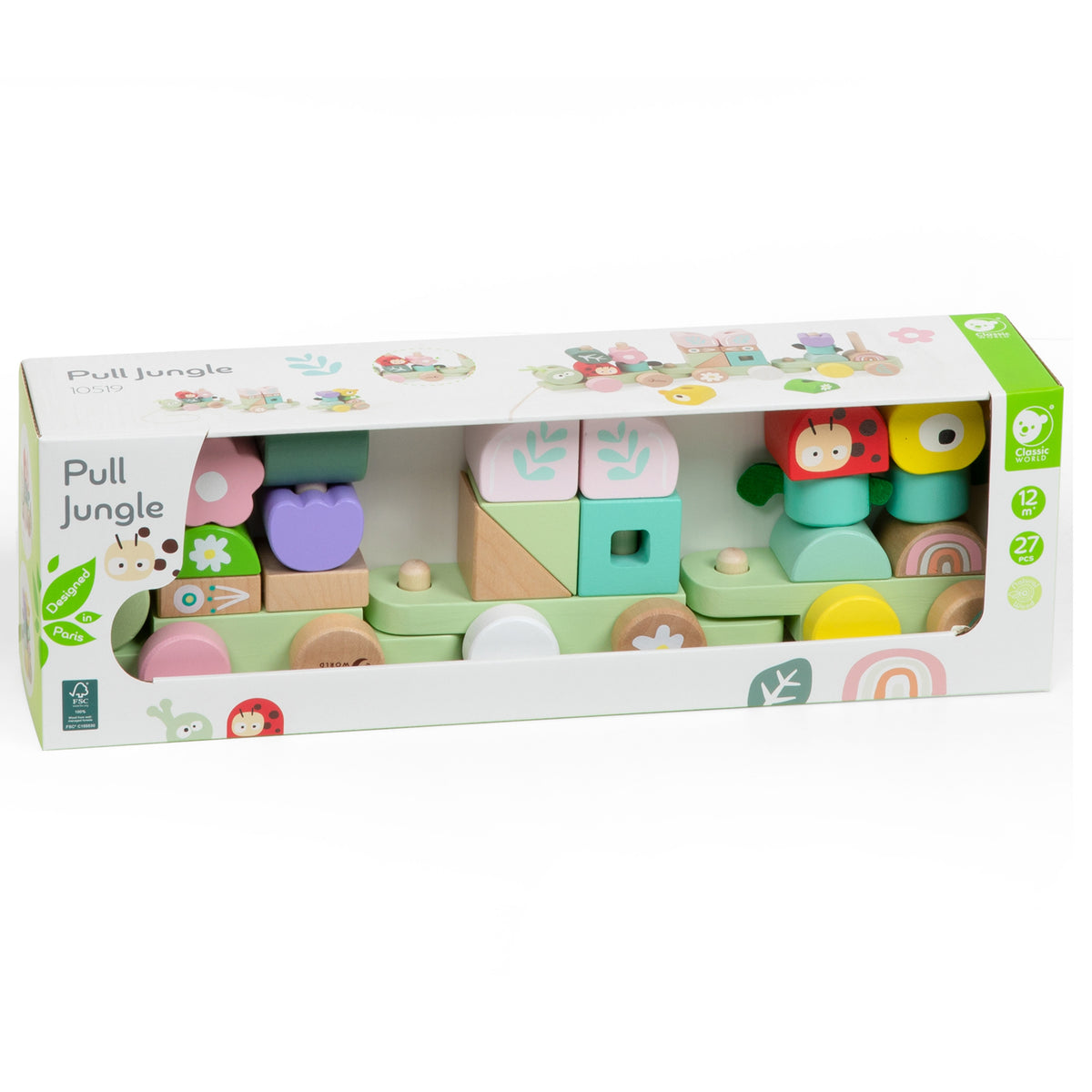 CLASSIC WORLD Montessori Medinis Vikšro Traukinukas-Dėlionė