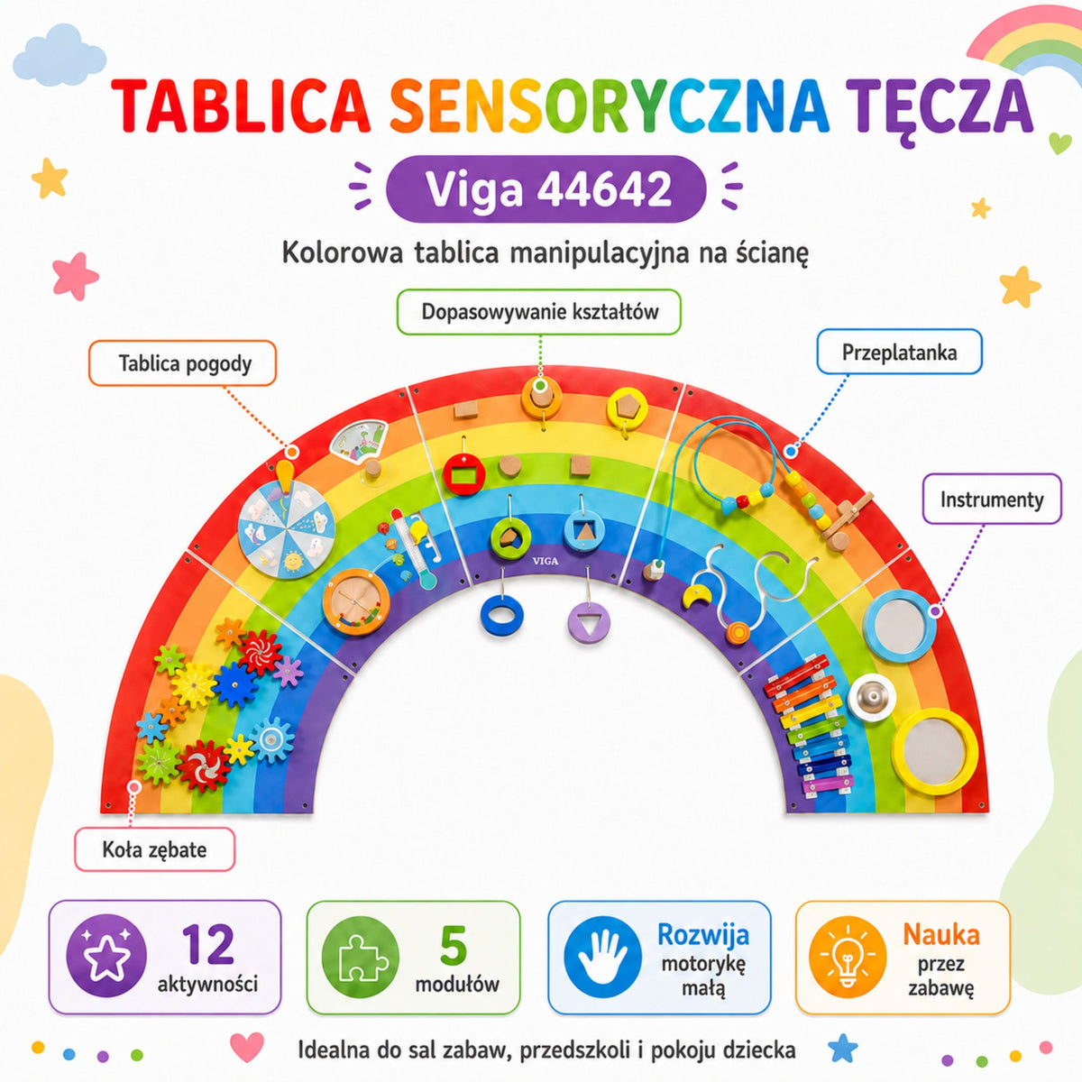 VIGA Sensorinė lavinimo lenta Vaivorykštė su FSC sertifikatu